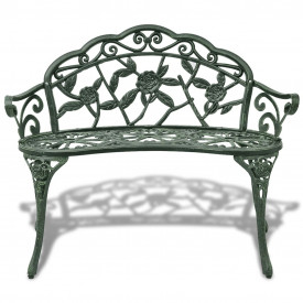 Bancă de grădină cu cadru din aluminiu, verde - Img 2