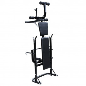 Bancă de greutăți cu raft, set de gantere și haltere, 60,5kg - Img 3
