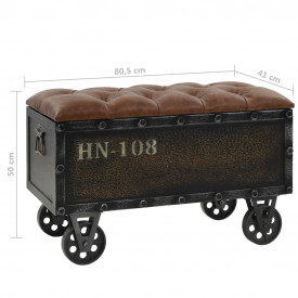 Bancă depozitare, lemn masiv și piele artificială 80,5x41x50 cm - Img 10
