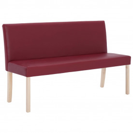 Bancă, roșu vin, 139,5 cm, piele ecologică - Img 2
