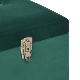 Banchetă cu un compartiment de depozitare verde 105 cm catifea - Img 6
