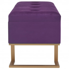 Banchetă cu un compartiment de depozitare violet 105cm catifea - Img 4