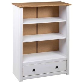 Bibliotecă, alb, 80x35x100 cm, lemn masiv de pin, gama Panama - Img 3
