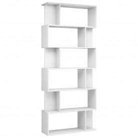 Bibliotecă/Separator cameră, alb lucios, 80 x 24 x 192 cm, PAL - Img 2
