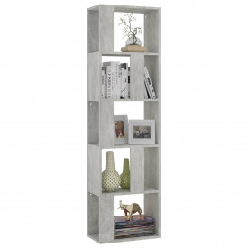 Bibliotecă/Separator cameră, gri beton, 45x24x159 cm, PAL - Img 3
