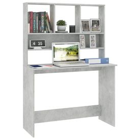 Birou cu rafturi, gri beton, 110x45x157 cm, PAL - Img 2