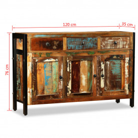 Bufet din lemn masiv reciclat, 120x35x76 cm - Img 12