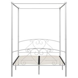 Cadru de pat cu baldachin, alb, 160 x 200 cm, metal - Img 2