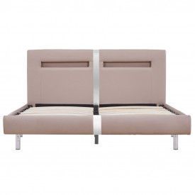 Cadru pat cu LED, cappuccino, 120x200 cm, piele artificială - Img 4