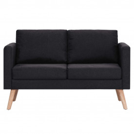Canapea cu 2 locuri, negru, material textil - Img 3