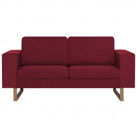 Canapea cu 2 locuri, roșu vin, material textil - Img 3