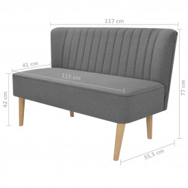 Canapea din material textil 117 x 55,5 x 77 cm, gri deschis - Img 4