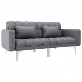 Canapea extensibilă, gri deschis, material textil - Img 1
