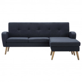 Canapea în formă L, material textil, 186x136x79 cm, gri închis - Img 3