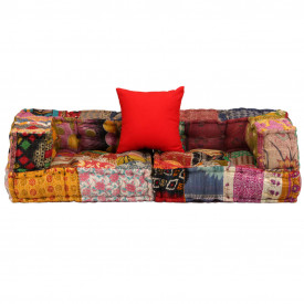 Canapea modulară cu 2 locuri, brațe, material textil, patchwork - Img 2