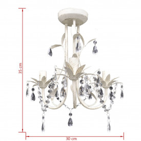 Candelabru elegant cu cristale, Alb - Img 5