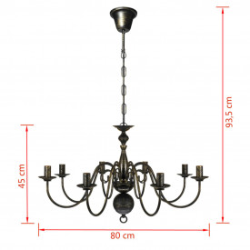 Candelabru negru de metal în stil antic 8 x becuri E14 - Img 6