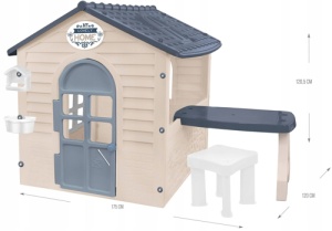 Casuta de joaca de exterior pentru copii cu masuta si scaunel, 120 x 175 x 120,5 cm, Mochtoys, grii, MO13010 - Img 2