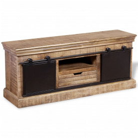 Comodă TV cu 2 uși glisante lemn de mango masiv 110x30x45 cm - Img 3
