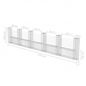 Coș Gabion în formă de U din oțel 570 x 20 x 100 cm - Img 6