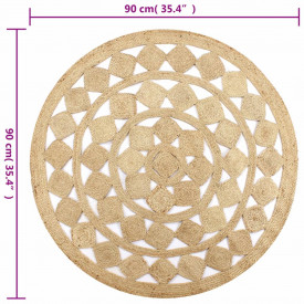 Covor manual din iută împletită, 90 cm - Img 6