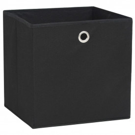 Cutii depozitare, 4 buc, material nețesut, 32x32x32 cm, Negru - Img 4