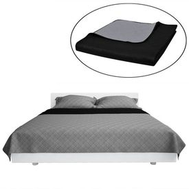 Cuvertură matlasată doua fețe Negru/Gri 220 x 240 cm