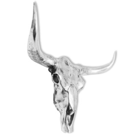 Decorațiune de perete tip craniu, aluminiu, argintiu - Img 3