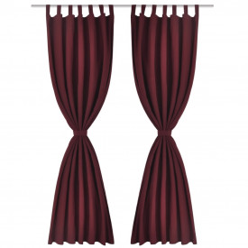 Draperie micro-satin cu bride 140 x 225 cm, bordo, 2 buc - Img 2