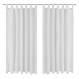Draperii micro-satin cu bride, 140 x 175 cm, alb, 2 buc.