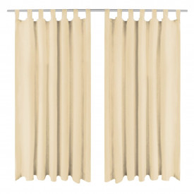 Draperii micro-satin cu bride, 2 buc, 140 x 245 cm, bej