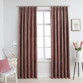 Draperii opace 2 buc. roz antichizat 140x225 cm catifea cârlige