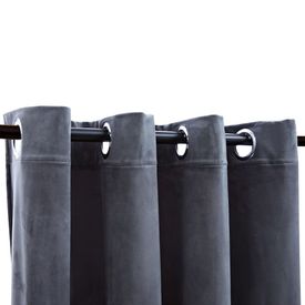 Draperii opace cu inele, 2 buc., antracit, 140x225 cm, catifea - Img 3