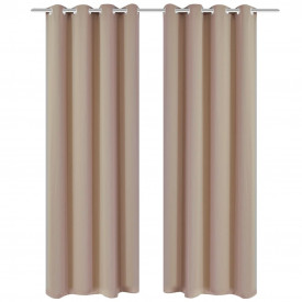 Draperii opace cu ocheți metalici, 2 buc, 135 x 175 cm, crem