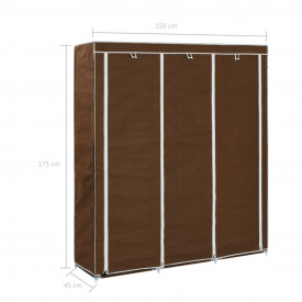 Dulap cu bare și compartimente, maro, 150x45x175 cm, textil - Img 11