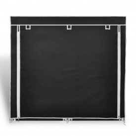 Dulap pantofi cu husă din material textil 115 x 28 x 110 cm, Negru - Img 3
