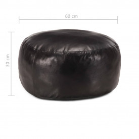 Fotoliu puf, negru, 60 x 30 cm, piele naturală de capră - Img 3
