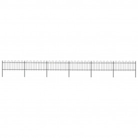 Gard de grădină cu vârf curbat, negru, 10,2 x 0,8 m, oțel