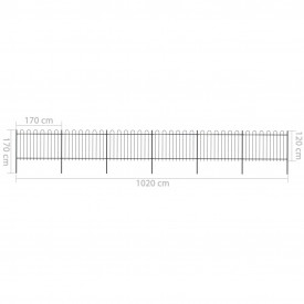 Gard de grădină cu vârf curbat, negru, 10,2 x 1,2 m, oțel - Img 5