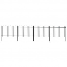 Gard de grădină cu vârf curbat, negru, 6,8 x 1,2 m, oțel