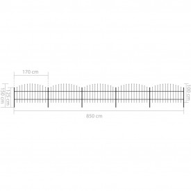 Gard de grădină cu vârf suliță, negru, (0,75-1) x 8,5 m, oțel - Img 5