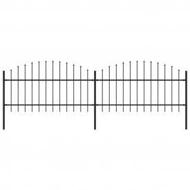 Gard de grădină cu vârf suliță, negru, (1-1,25) x 3,4 m oțel