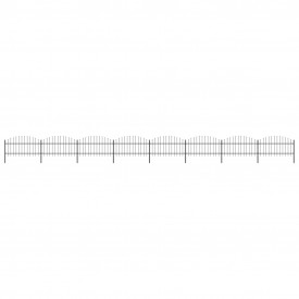 Gard de grădină cu vârf suliță, negru, (1-1,25)x13,6 m oțel
