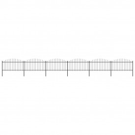 Gard de grădină cu vârf suliță, negru, (1,25-1,5)x10,2 m oțel
