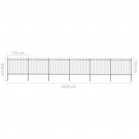 Gard de grădină cu vârf suliță, negru, 10,2 x 1,5 m, oțel - Img 5