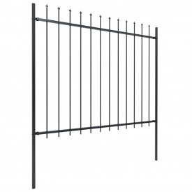 Gard de grădină cu vârf suliță, negru, 15,3 x 1,5 m, oțel - Img 2