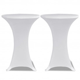 Husă de masă cu picior Ø70 cm, 4 buc., alb, elastic - Img 3