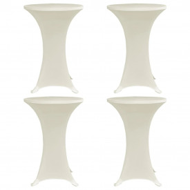 Husă de masă cu picior Ø70 cm, 4 buc., crem, elastic