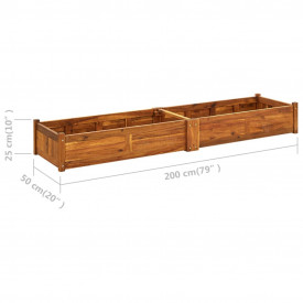 Jardinieră de grădină din lemn de acacia 200 x 50 x 25 cm - Img 6
