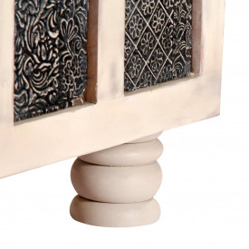 Ladă de depozitare, alb, 110x40x45 cm, lemn masiv de acacia - Img 8
